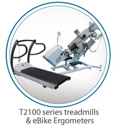 Laufband T2100 und eBike-Ergometer