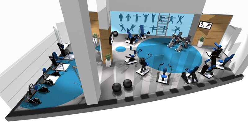 Visualisierung einer Trainingsanlage mit HUR-Geräten