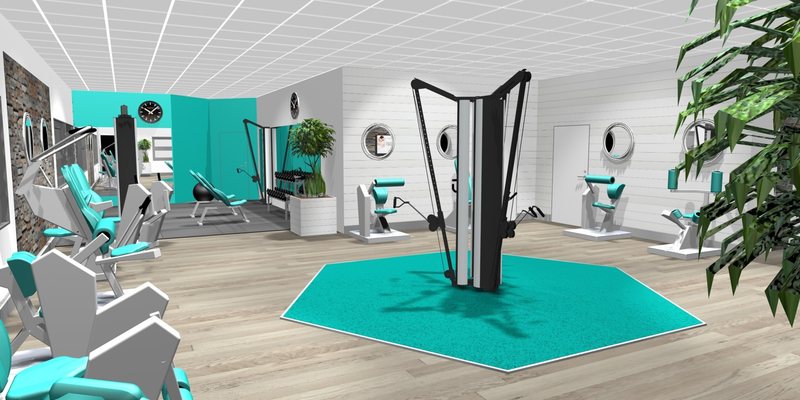 Visualisierung eines Trainingsraums für die onkologische Rehabilitation mit HUR-Geräten