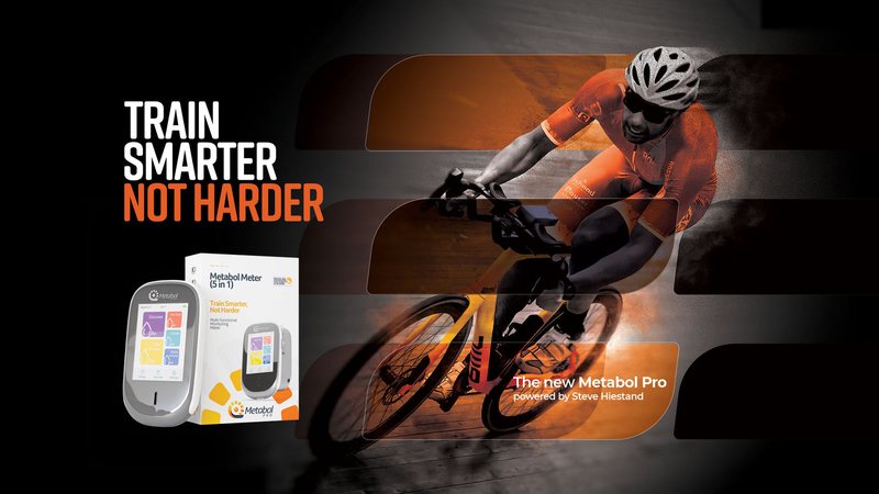 Radsportler bei der Laktatmessung, Metabol Pro mit Verpackung