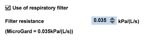 SentrySuite-Einstellung: Filterwiderstand 0,035 kPa/(l/s)
