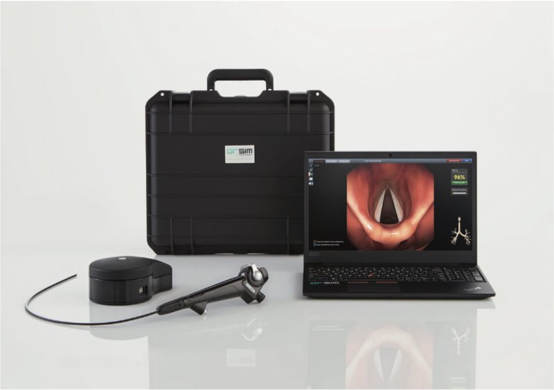 ORSIM-Set mit Koffer, Bronchoskop-Nachbildung, Sensoreinheit und Laptop