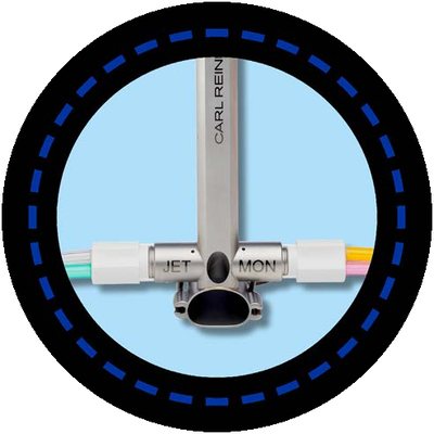 Anschluss eines Jet-Laryngoskops mit Jet- und Monitoring-Leitung